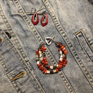 Silpada Sterling, Abalone, Coral, & Pearl Bracelet